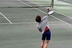 Hayes McBroom spent part of his spring break perfecting his serve in preparation for the region tournament.