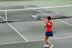 Autumn Hinkley returns a shot back to her Temple Tiger foe.