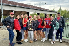 The Trojan ladies and coaches accepted the region runner-up trophy